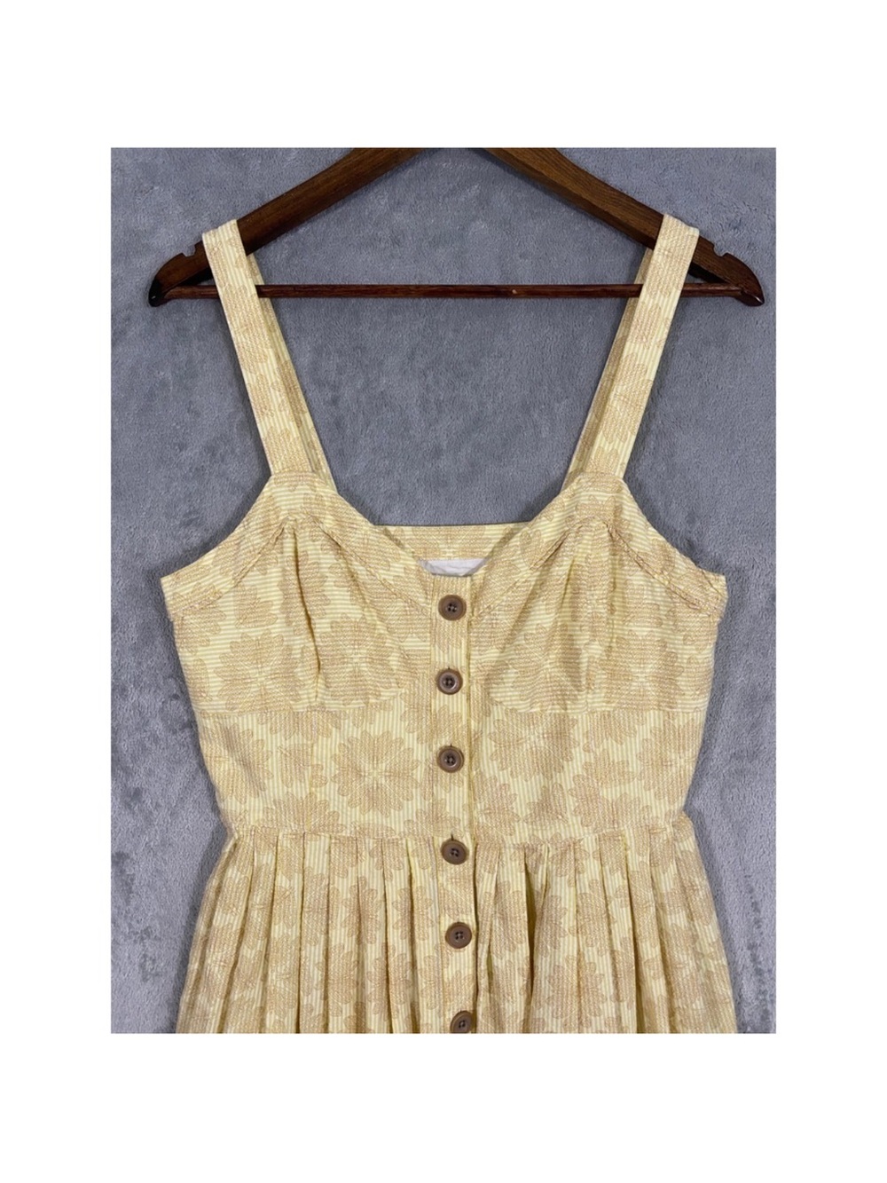 Anthropology Yellow Floral Button-Front Sundress